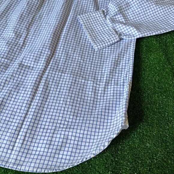 Peter Millar Long Sleeve Button Down Plaid Blue Oxford Easy Care Shirt Size XL - Picture 10 of 12